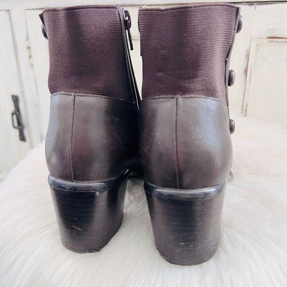 Vintage Nicole Packard Dark Espresso Brown Leather Square Toe Low Heel Booties 6 - Picture 5 of 8
